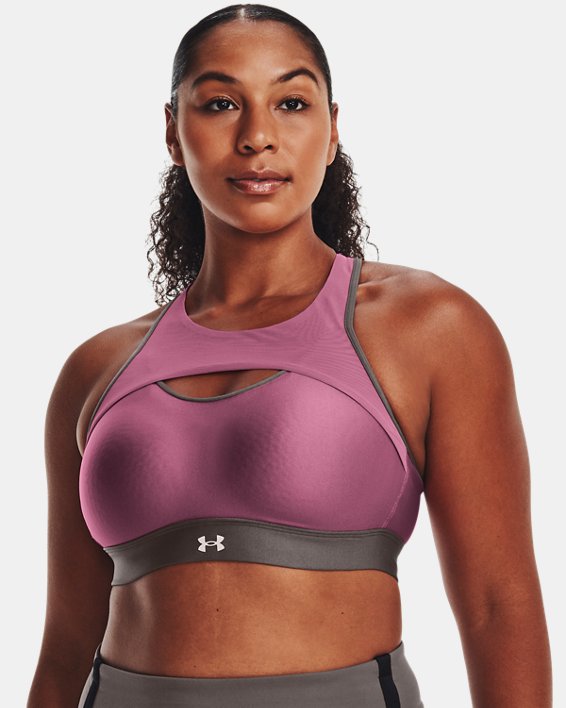 Women's UA Infinity High Harness Sports Bra, Pink, pdpMainDesktop image number 3